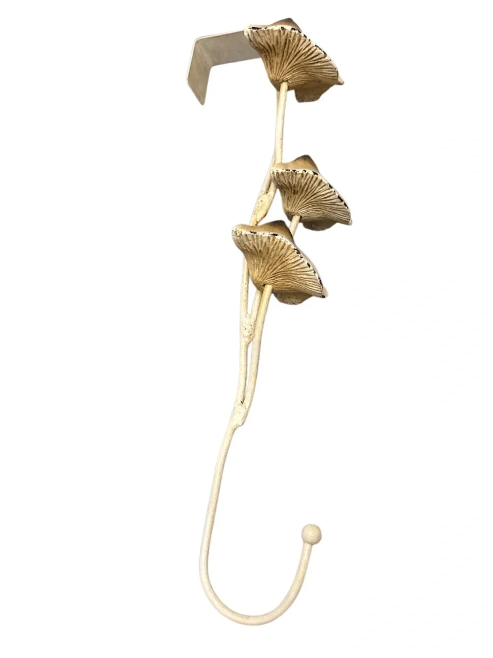 Neutral Beige Metal Mushroom Over Door Wreath Hook - Decorative Home Wall Decor